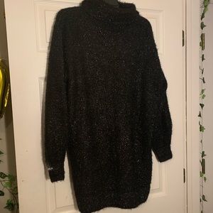 Fuzzy black sweater dress